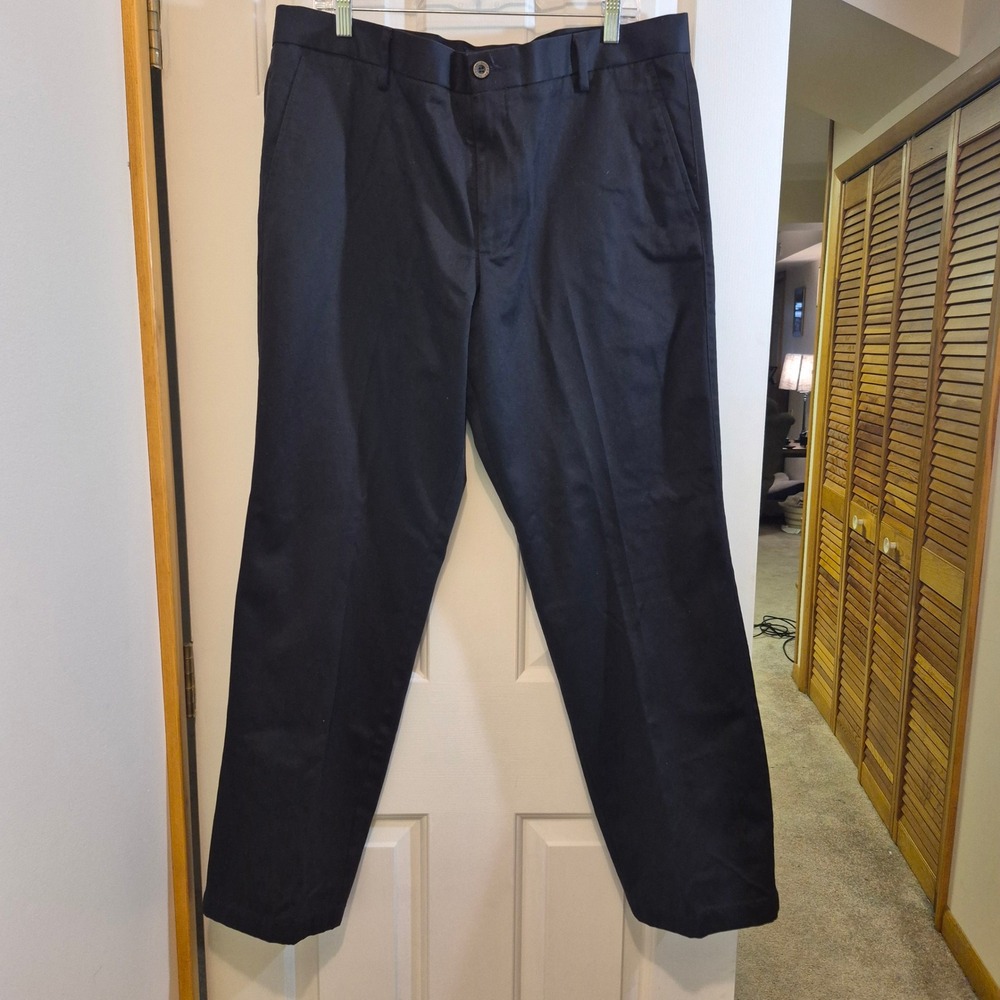 Dockers Mens D2 Straight Fit Flat Front Navy‎ Blue Cotton Chino Pants W38 L32